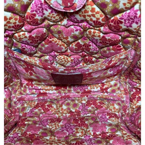 **SOLD**Brighton Vintage Floral Print Heart-Quilted Dual Strap Tote Dust Bag - Picture 9 of 13